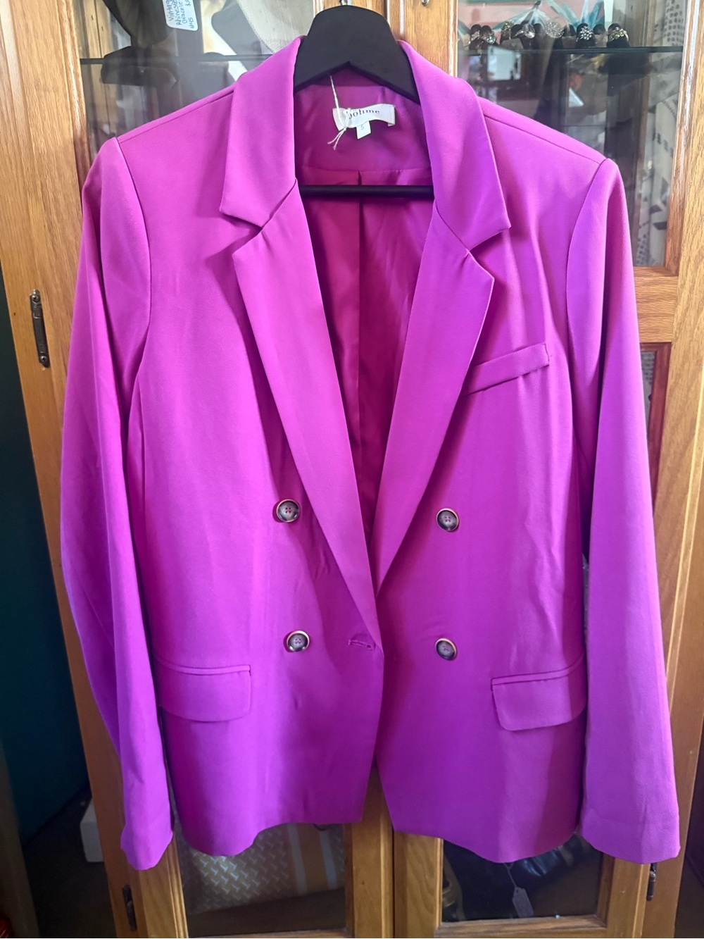 Bohme Double-Breasted Fuchsia Blazer Jacket